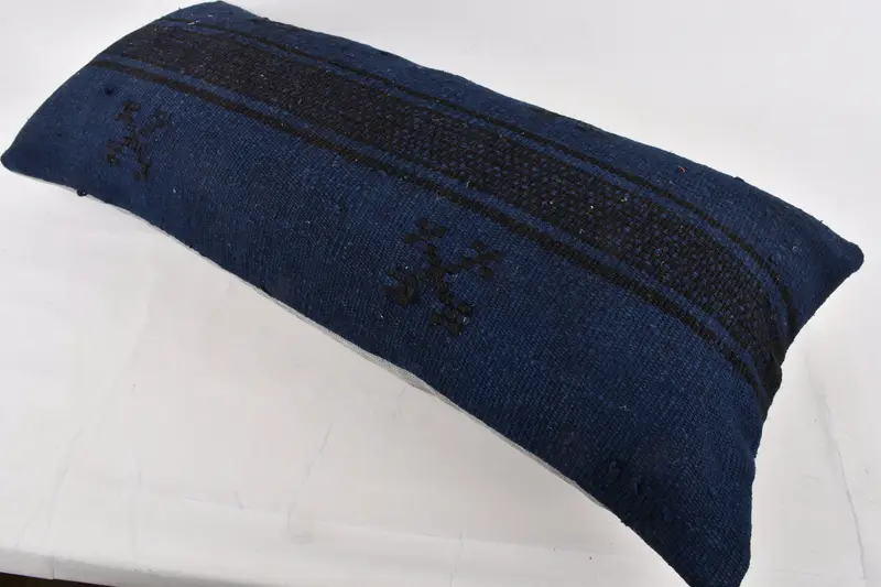 16x36 Blue Cushion, Aesthetic Pillow Cover, Office Chair Cushion, Cushion, Turkish Pillow, Kilim Pillow Cover, Gift Pillow, Boho Chic Cushion - 6