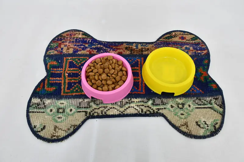 Köpük Dolgulu, Rahat Mavi ve Turuncu Pamuklu Evcil Hayvan Matı, Orta Boy Evcil Hayvan Yastığı