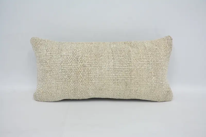 White Cotton Embroidered Pillow, 12x24 Inches Decorative Pillow - 1