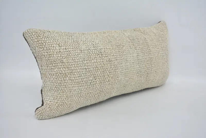 White Cotton Embroidered Pillow, 12x24 Inches Decorative Pillow - 3