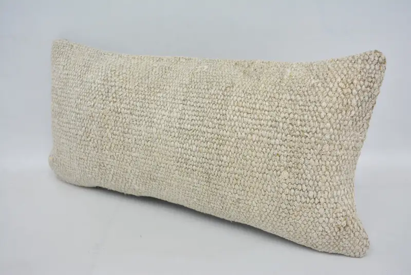 White Cotton Embroidered Pillow, 12x24 Inches Decorative Pillow - 4