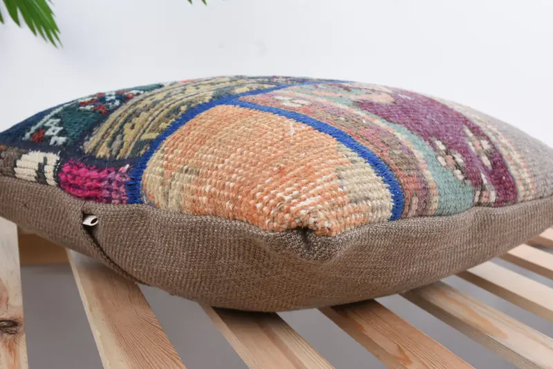 Handmade Kilim Cushion, 18x18 Blue Cushion Cover, Patio Cushion Case, Cushion Case, Vintage Kilim Throw Pillow, Pillow for Sofa - 6