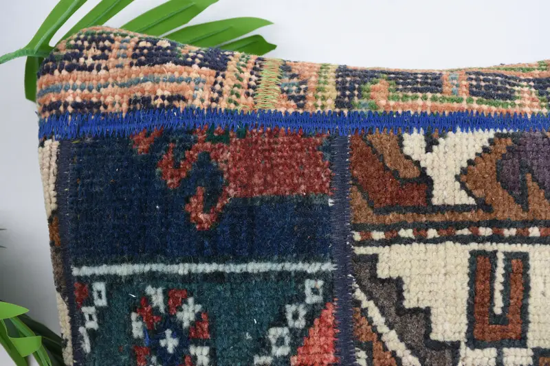 Handmade Kilim Cushion, 18x18 Blue Cushion Cover, Patio Cushion Case, Cushion Case, Vintage Kilim Throw Pillow, Pillow for Sofa - 2