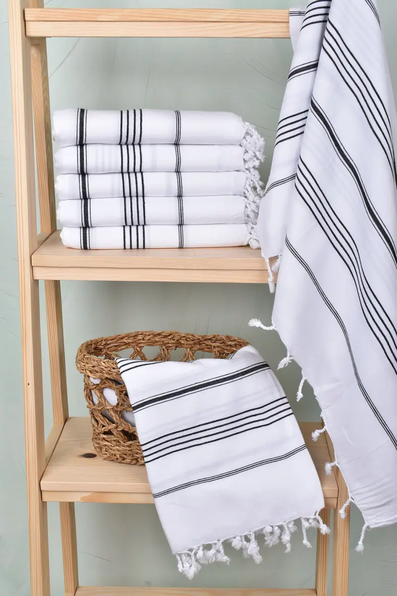 Miami Bachelorette Party Favors, Beach Towel Bulk, Decorative Towel, Fouta towel, House Warming Gift, Turkish bath towel, 70x40 Cotton Striped Towel - 3