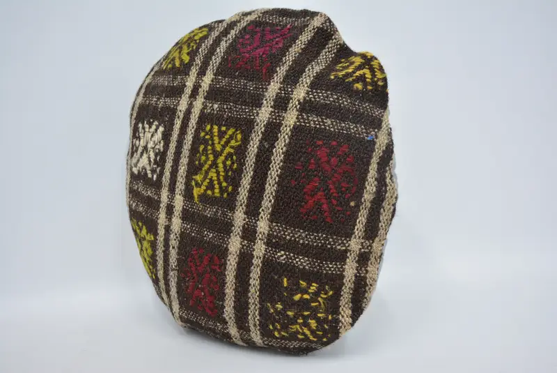 Turkish Kilim Pillow, Throw Kilim Pillow, Boho Throw Pillow Sham, Pillow Cover, Nautical Throw Pillow Case, Vintage Pillow, 20x20 Brown Cushion - 4