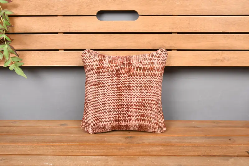 Muted Pillow, Vintage Pillow, Pillow Case, Throw Kilim Pillow, Retro Pillow, Home Decor Pillow, Couch Pillow Case, 12x12 Red Cushion Cover - 6