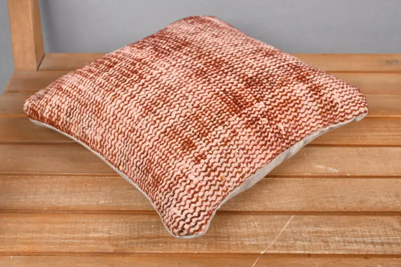Muted Pillow, Vintage Pillow, Pillow Case, Throw Kilim Pillow, Retro Pillow, Home Decor Pillow, Couch Pillow Case, 12x12 Red Cushion Cover - 2