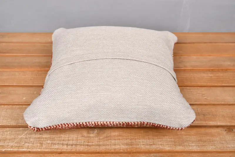 Muted Pillow, Vintage Pillow, Pillow Case, Throw Kilim Pillow, Retro Pillow, Home Decor Pillow, Couch Pillow Case, 12x12 Red Cushion Cover - 5