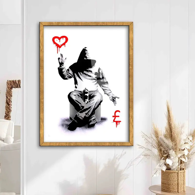 Modern Banksy-Inspired Printed Glass: Love, Money, Street Art