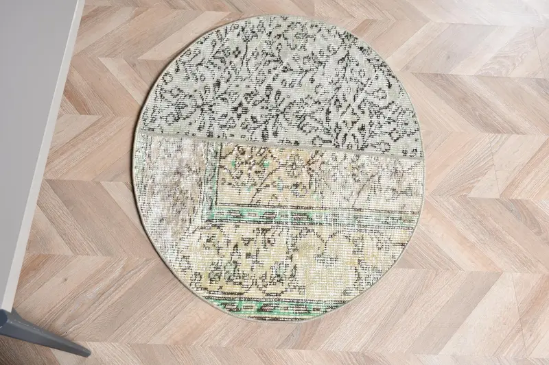 Grüner Patchwork-Teppich, 2,5 x 3 Fuß, elegante Heimdekoration