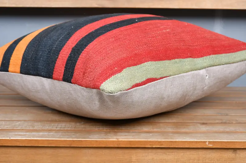 Kilim Pillow, Bohemian Cushion Pillow Cover, Vintage Kilim Pillow, Designer Throw Pillow Sham, Boho Pillow, 20x20 Red Cushion, Cushion - 4