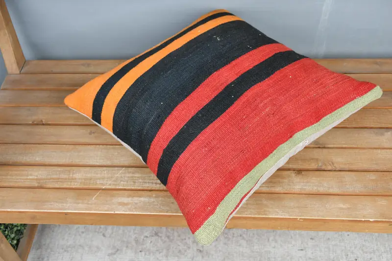 Kilim Pillow, Bohemian Cushion Pillow Cover, Vintage Kilim Pillow, Designer Throw Pillow Sham, Boho Pillow, 20x20 Red Cushion, Cushion - 2
