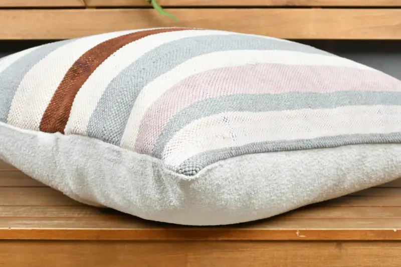 Interior Designer Pillow, Kilim Cushion Sham, Handwoven Pillow Sham, 24x24 White Pillow Case, Handmade Cushion, Turkish Pillow, Cushion Case - 4