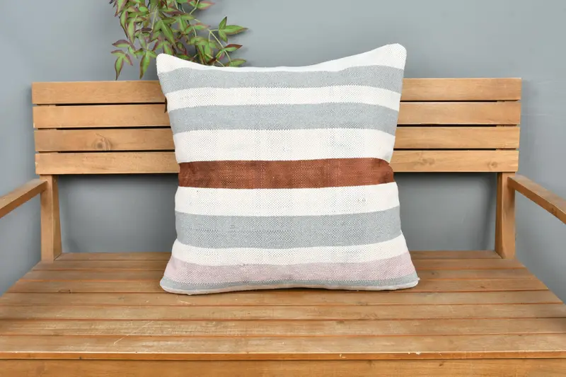 Interior Designer Pillow, Kilim Cushion Sham, Handwoven Pillow Sham, 24x24 White Pillow Case, Handmade Cushion, Turkish Pillow, Cushion Case - 6