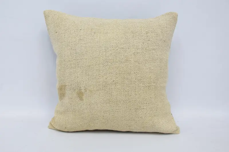 Holiday Decor Throw Beige Pillow Case, Antique 16x16 inch Plaid Square Euro Sham - 1