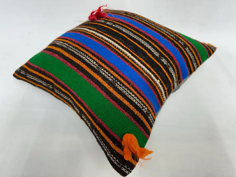 Ethnic Throw Pillow Cover, 18x18 Green Pillow, Interior Designer Pillow, Boho Pillow Sham Cover, Pillow Cover, Handmade Kilim Cushion - 6
