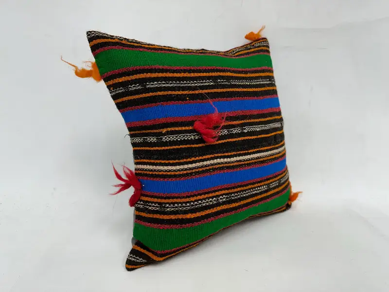 Ethnic Throw Pillow Cover, 18x18 Green Pillow, Interior Designer Pillow, Boho Pillow Sham Cover, Pillow Cover, Handmade Kilim Cushion - 3