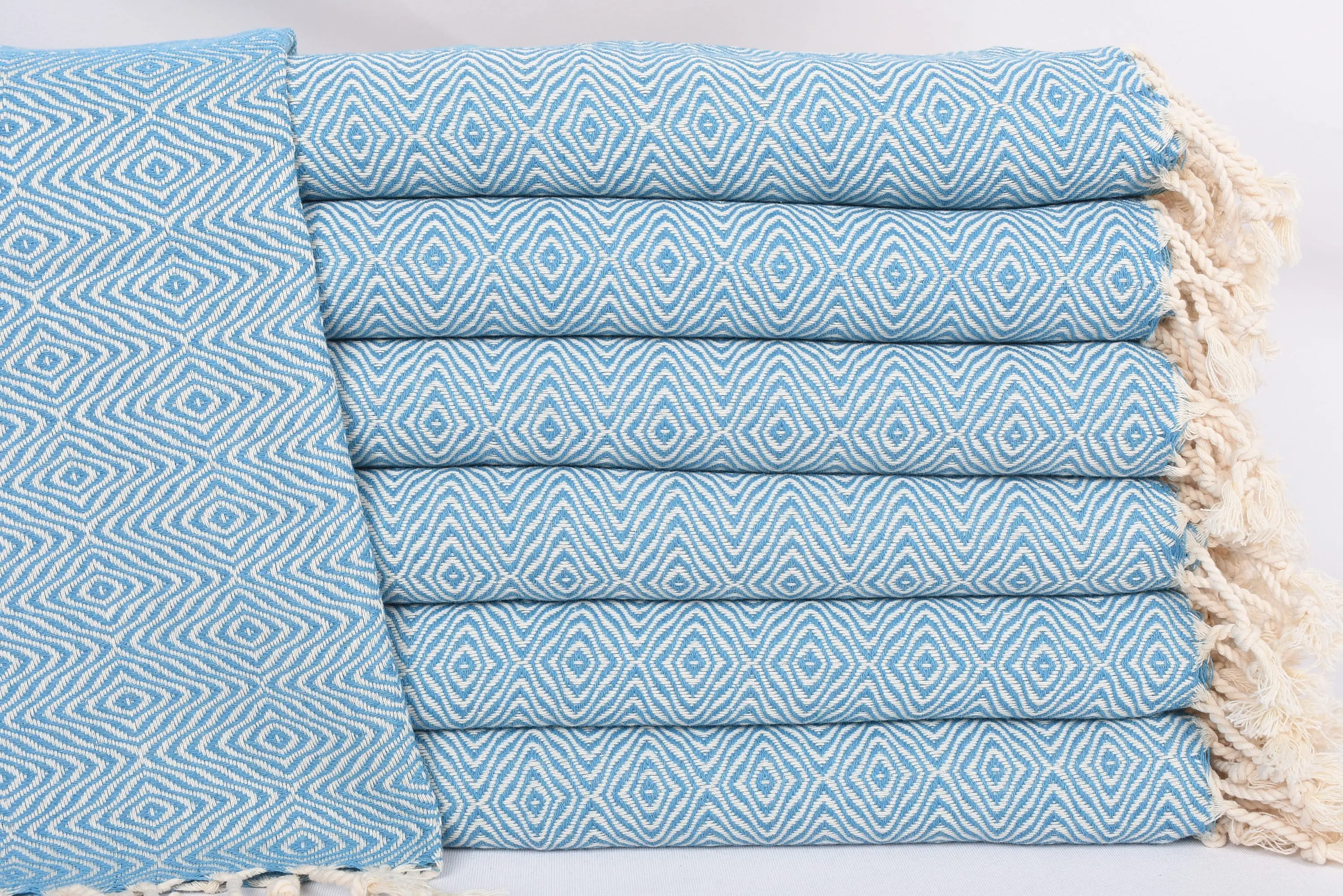 Wedding Gift Turquoise Zigzag Diamond Dish Towel, 36x18 Inches - 1