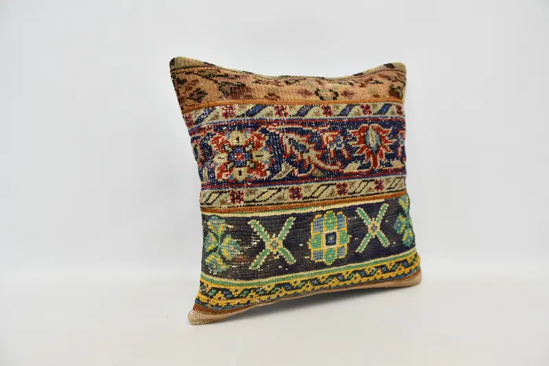 Vintage Kilim Throw Pillow, Vintage Kilim Pillow, Couch Pillow Sham, Cushion Cover, Ethnical Kilim Rug Pillow, 24x24 Blue Cushion Case - 3