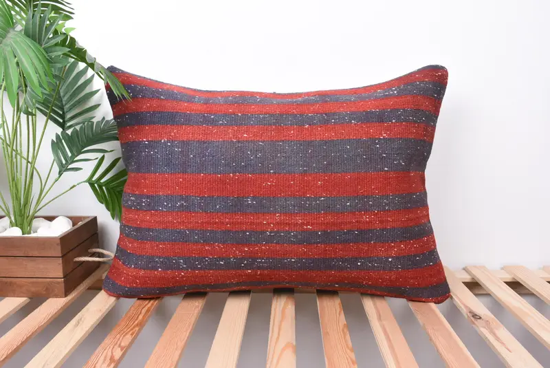 Pillow Cover, Toss Pillow Sham, 20x28 Blue Pillow Case, Vintage Kilim Pillow, Ethnical Kilim Rug Pillow, Kilim Cushion Sham, Aztec Cushion Case - 1