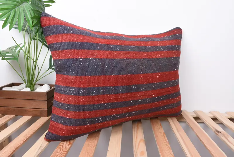 Pillow Cover, Toss Pillow Sham, 20x28 Blue Pillow Case, Vintage Kilim Pillow, Ethnical Kilim Rug Pillow, Kilim Cushion Sham, Aztec Cushion Case - 4