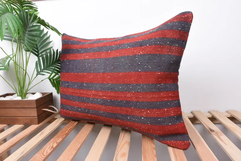 Pillow Cover, Toss Pillow Sham, 20x28 Blue Pillow Case, Vintage Kilim Pillow, Ethnical Kilim Rug Pillow, Kilim Cushion Sham, Aztec Cushion Case - 5