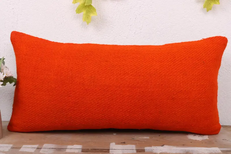 12x24 Orange Pillow Case, Throw Kilim Pillow, Boho Chic Cushion Case, Turkish Pillow, Pillow Cover, Vintage Kilim Throw Pillow, Bench Cushion - 2