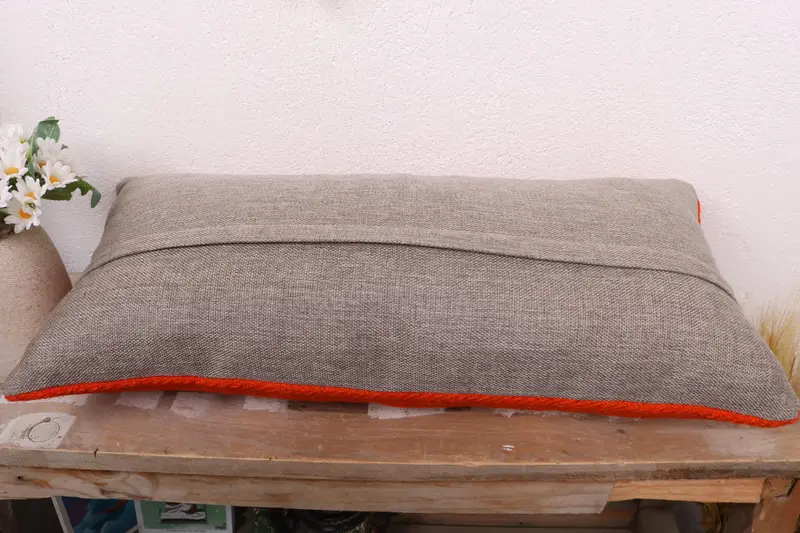 12x24 Orange Pillow Case, Throw Kilim Pillow, Boho Chic Cushion Case, Turkish Pillow, Pillow Cover, Vintage Kilim Throw Pillow, Bench Cushion - 7