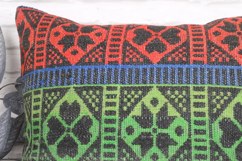 Retro Throw Cushion Case, Kilim Pillow Cover, Cushion Cover, 24x24 Green Pillow Case, Interior Designer Pillow, Throw Kilim Pillow - 2