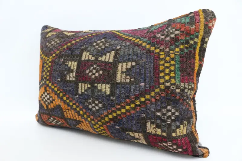 Pillow for Couch, 16x24 Blue Pillow Sham, Gift Pillow, Vintage Pillow, Wool Kilim Pillow Pillow Cover, Pillow Sham, Wholesale Pillow Cover - 4