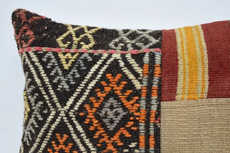 Decorative Bolster Pillow Cover, Turkish Pillow, Gift Pillow, Ikat Pillow Cover, Cushion Cover, Vintage Kilim Throw Pillow, 12x20 Brown Cushion Case - 2