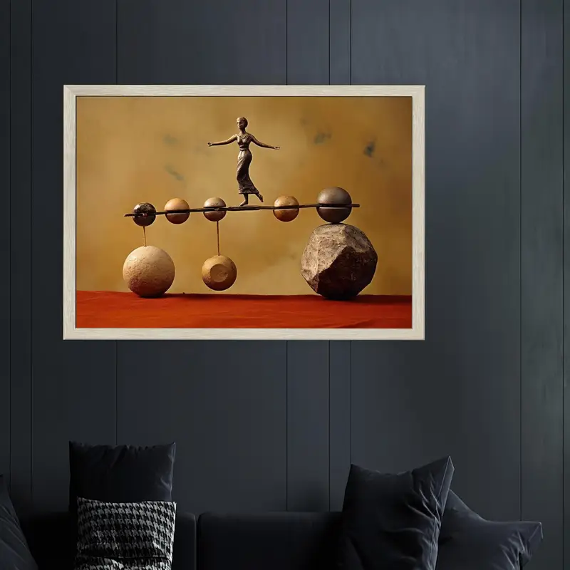 Elegant Abstract Woman Design Printed Glass for Office Balance