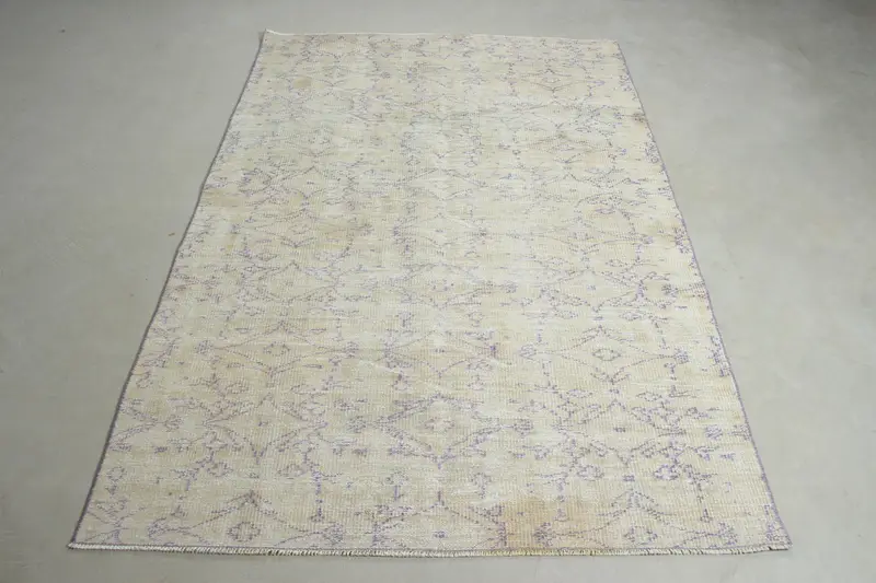 4.6x6.9 ft Rug, Turkish Vintage Rug, White Ombré Wool Rug - 1