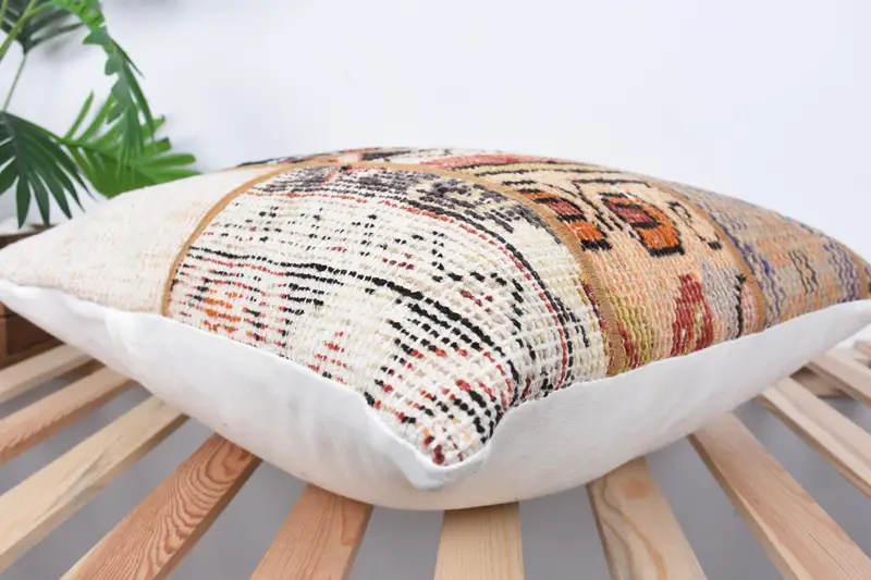 Sustainable Pillow, 20x20 White Pillow Case, Decorative Pillow Sham, Pillow, Vintage Kilim Throw Pillow, Turkish Pillow, Handmade Kilim Cushion - 6