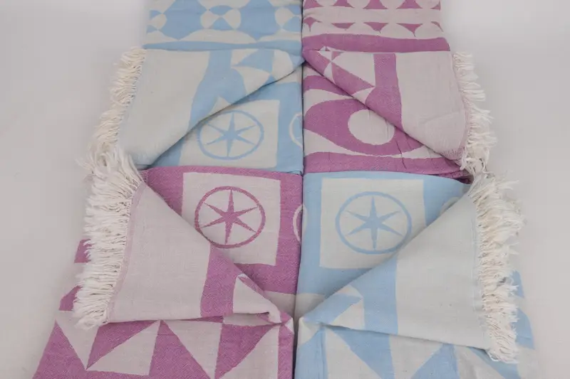 Summer Gift, Traditional Turkish peshtemal for hammam, Valentines Gift, Fouta towel, Embroidered Towel, 70x36 Cotton Compass Design Towel - 4