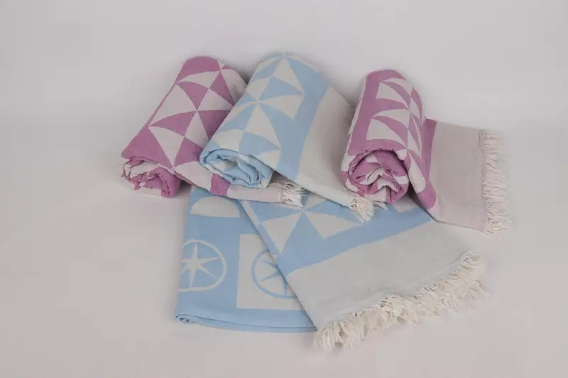 Summer Gift, Traditional Turkish peshtemal for hammam, Valentines Gift, Fouta towel, Embroidered Towel, 70x36 Cotton Compass Design Towel - 3