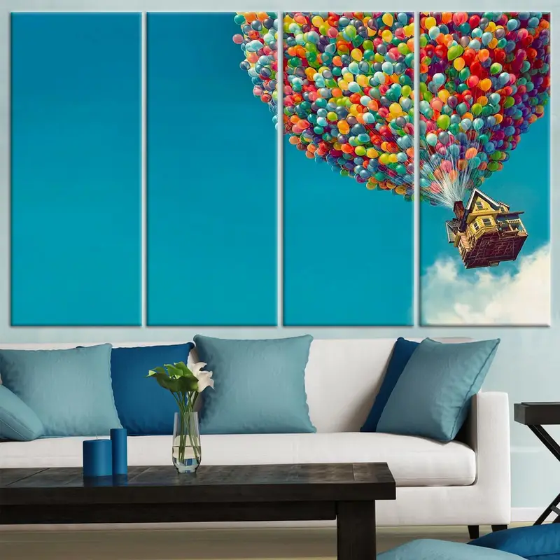 Carl Fredricksen, Up Movie Wall Art, Balloons Wall Art, Air Balloons Print, Up Movie Canvas, Up Movie Poster, Cartoon Poster, Cartoon Print, - 4