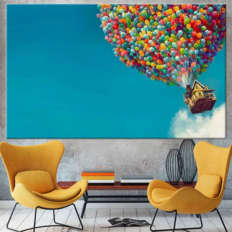 Carl Fredricksen, Up Movie Wall Art, Balloons Wall Art, Air Balloons Print, Up Movie Canvas, Up Movie Poster, Cartoon Poster, Cartoon Print, - 2