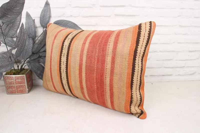 Gift Pillow, Pillow, Nomadic Pillow Sham, Boho Pillow, Vintage Kilim Throw Pillow, Bright Pillow Cover, 16x24 Beige Pillow Case - 4