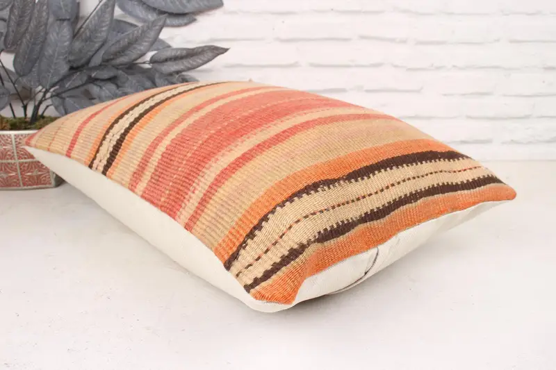 Gift Pillow, Pillow, Nomadic Pillow Sham, Boho Pillow, Vintage Kilim Throw Pillow, Bright Pillow Cover, 16x24 Beige Pillow Case - 6