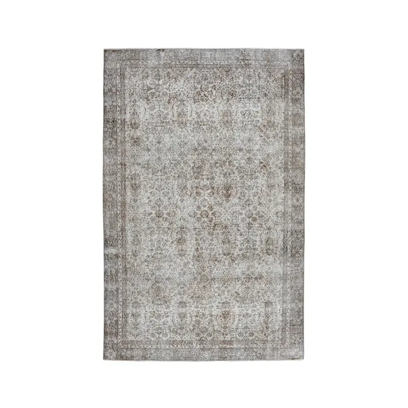 6.3x10.1 ft Rug, Large Turkish Rug, Gray Oushak Striped Rug - 1