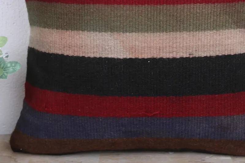 Kilim Pillow, Pillow Sham, Throw Kilim Pillow, Kilim Cushion Sham, Retro Pillow Cover, Anatolian Cushion, 18x18 Brown Pillow - 3