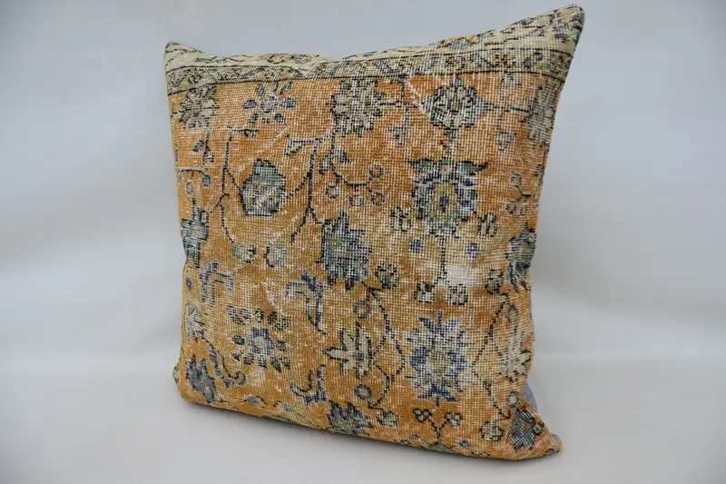 Wholesale Pillow Cover, Vintage Pillow, Ethnic Pillow Sham, 32x32 Orange Pillow Sham, Boho Pillow Sham Cover, Kilim Cushion Sham, Cushion Cover - 5