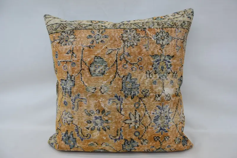 Wholesale Pillow Cover, Vintage Pillow, Ethnic Pillow Sham, 32x32 Orange Pillow Sham, Boho Pillow Sham Cover, Kilim Cushion Sham, Cushion Cover - 4