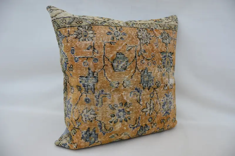 Wholesale Pillow Cover, Vintage Pillow, Ethnic Pillow Sham, 32x32 Orange Pillow Sham, Boho Pillow Sham Cover, Kilim Cushion Sham, Cushion Cover - 3