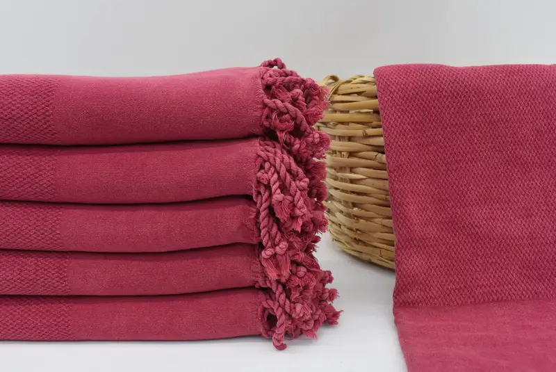 Personalized Gift Fuchsia Geometric Stonewashed Towel, 70x32 Inches