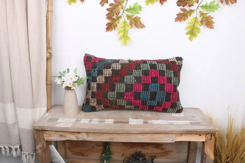 Ethnic Pillow Cover Pillow Case, Cushion Cover, Vintage Pillow, Pillow for Couch, Wholesale Cushion, 12x20 Red Pillow Case, Kilim Pillow Cover - 1
