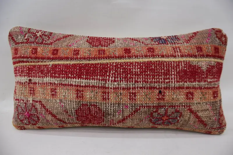 12x24 Red Cushion Cover, Turkish Rugs Pillow Case, Boho Pillow, Farmhouse Pillow Sham, Pillow Case, Antique Pillows, Kilim Cushion Sham - 1