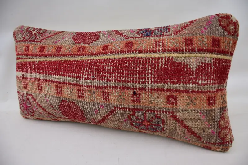 12x24 Red Cushion Cover, Turkish Rugs Pillow Case, Boho Pillow, Farmhouse Pillow Sham, Pillow Case, Antique Pillows, Kilim Cushion Sham - 3