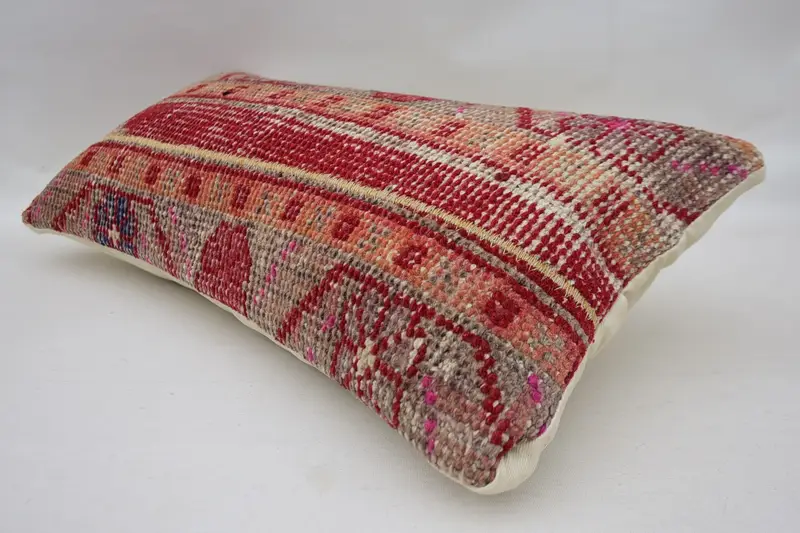 12x24 Red Cushion Cover, Turkish Rugs Pillow Case, Boho Pillow, Farmhouse Pillow Sham, Pillow Case, Antique Pillows, Kilim Cushion Sham - 6